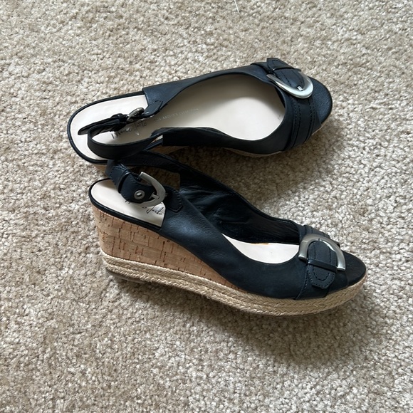 FRANCO SARTO LEATHER WEDGE SLING BACKS 8.5 - Picture 2 of 7
